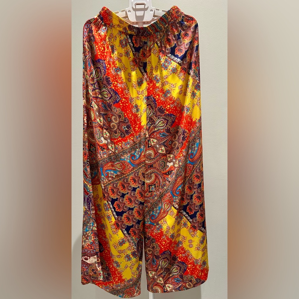L'AGENCE-  Lillian-Multicolor Paisley Scarf Wide-Leg Pants - Picture 6 of 14